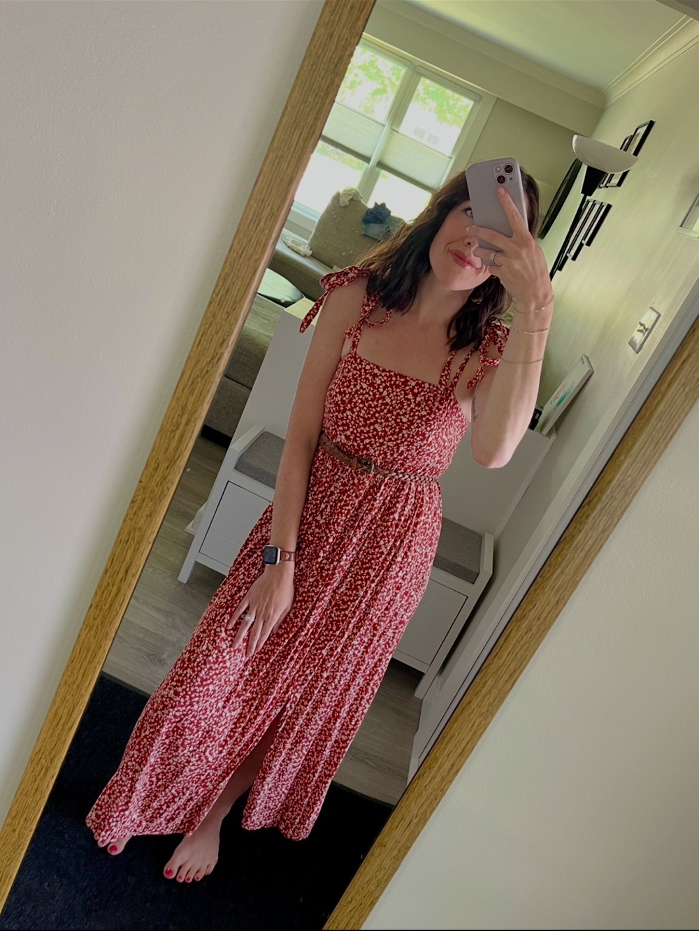 Old Navy Rust/White Floral Maxi Dress